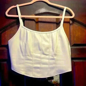 Cream faux leather top